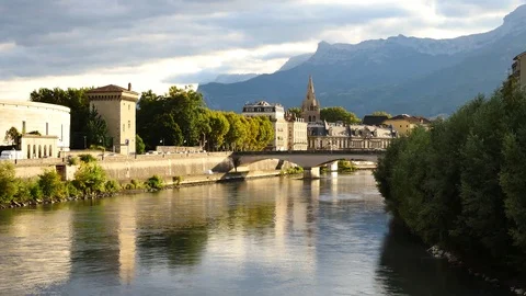 Isère river in Grenoble. Stock Footage 96223812