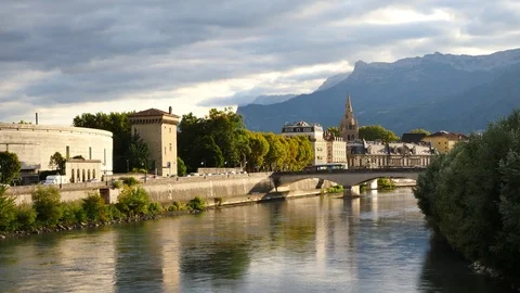 The Isère river in Grenoble. Stock Footage 96223817