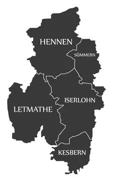 Iserlohn City Map Germany DE labelled black illustration Stock Illustration