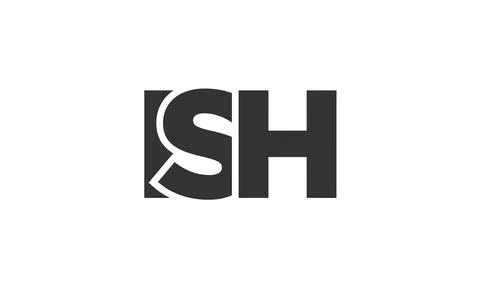 ISH logo design template with strong and modern bold text. Initial based ve.. Illustrazione stock