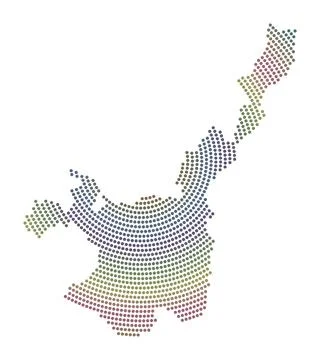 Ishigaki dotted map. Digital style shape of Ishigaki. Tech icon of the isla.. Stock-Illustration