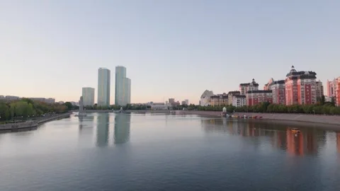 The Ishim river in Astana Stock Footage 346573226
