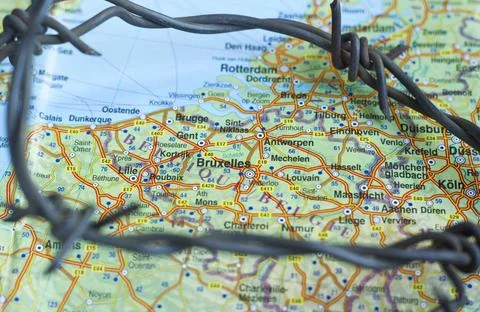 ISIL Crisis Brussels Map SOFIA, BULGARIA - NOVEMBER 24: Atlas World map an... Stock Photos