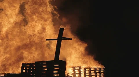 Isis burning down christian cross 1920x1080, 1080p Stock Footage 24461703