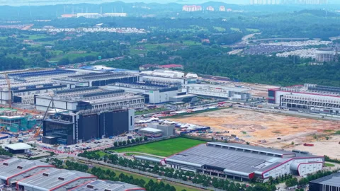 Iskandar Puteri Data Center Construction Close-Up - Malaysia AI Investment 4K Stock Footage 341877992