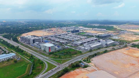 Iskandar Puteri Tech Park Aerial Push In - Johor Malaysia Economic Growth 4K Stock Footage 341373065