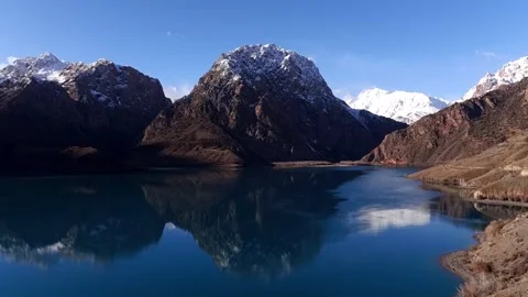 Iskanderkul mountain lake in Tajikistan two Stock Footage