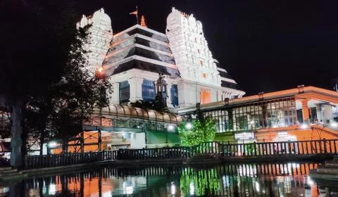 Iskcon temple night view 写真素材