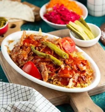Iskender doner in the plate Stock Photos