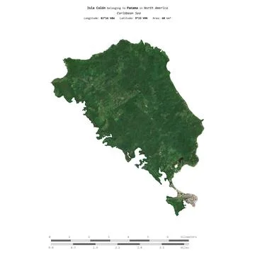 Isla Colon. Panama. Shape on white. Satellite, February 12, 2018 Stock Illustration