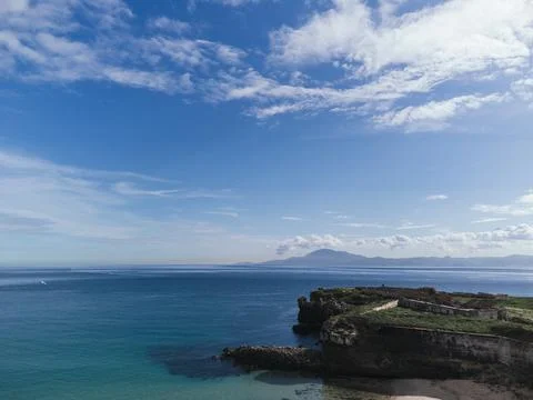 Isla de las Palomas with Strait of Gibraltar views Stock Photos