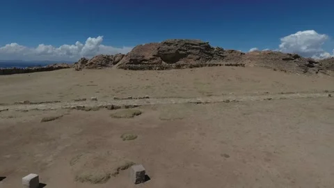 Isla Del Sol, Drone Clip, Puma-Rock and Inca Altar, Lake Titicaca, Bolivia, HD Stock Footage 219366638