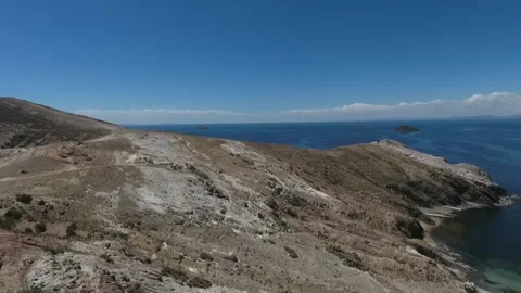 Isla Del Sol, Drone Clip, Pan Shot, Inca Ruins and Lake Titicaca, Bolivia HD Stock Footage 219368994