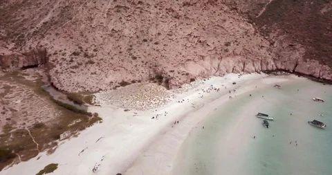 Isla Espiritu Santo Drone 4K Float Over Secret Beach Cove Stock Footage 95699817