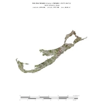 Isla Gran Bermuda. Bermuda. Shape on white. Satellite, October 12, 2022 Stock Illustration