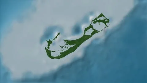 Isla Gran Bermuda in the North Atlantic Ocean on a colored elevation map Stock Illustration