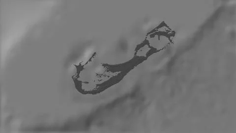 Isla Gran Bermuda in the North Atlantic Ocean on a bilevel elevation map Stock Illustration
