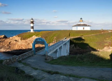 Isla pancha lighthouse in ribadeo, galicia, spain. Stock Photos