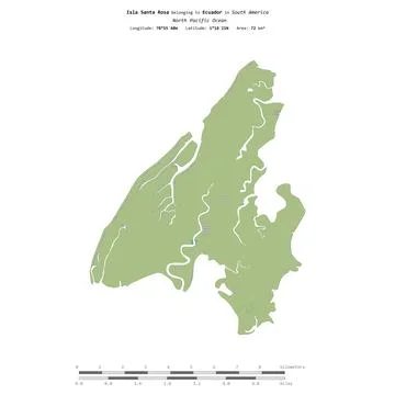 Isla Santa Rosa. Ecuador. Shape on white. Topo Humanitarian Stock Illustration