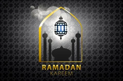 Islam, arabic, muslim background in arch. Vector Sunset sky, clouds. Celebr.. Stockillustratie