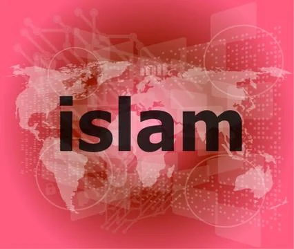 Islam, hi-tech background, digital business touch screen Stock Illustration
