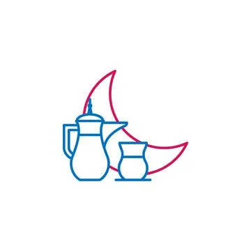 Islam, islamic Ramadan 2 colored line icon. Simple blue and red element Stock Illustration