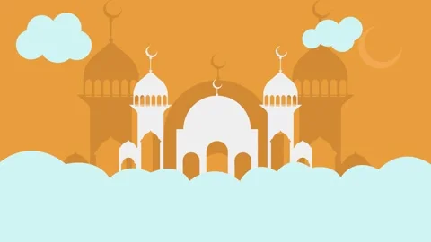 Islam muslims mosque vector illustration with crescent moon and cloud Stock Footage 308897918