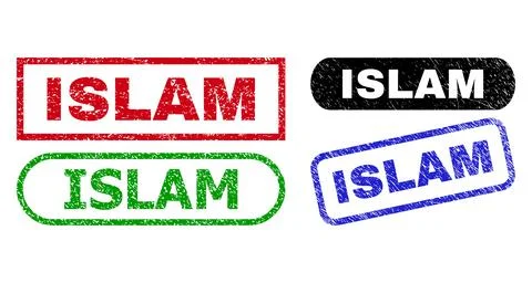 ISLAM Rectangle Watermarks with Unclean Texture Stock Illustration