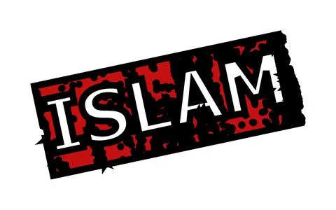 ISLAM Red and Black Rectangle Grunged Watermark Stock Illustration