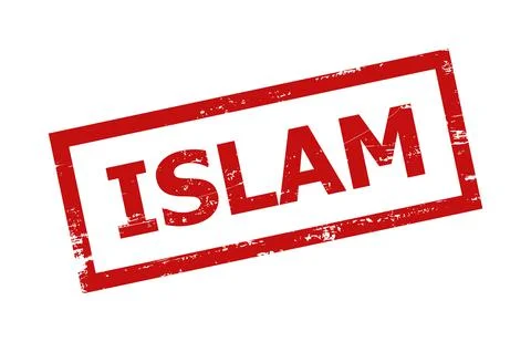 ISLAM Red Rectangle Frame Scratched Seal イラスト素材