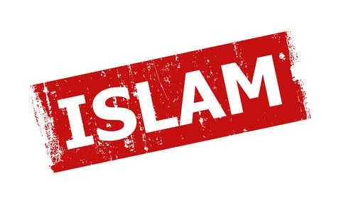 ISLAM Red Rectangle Grunge Badge Illustrazione stock