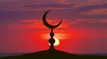 The Islam symbol against the background of the sun. Time lapse 4k or 4k+ Resolution