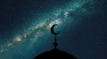 The Islam symbol on a starry sky background. time lapse 4k or 4k+ Resolution
