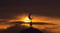 The Islam symbol on a sunset background. time lapse 4k or 4k+ Resolution