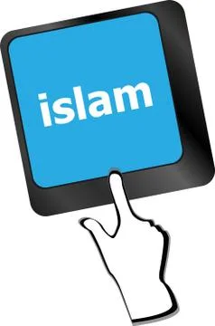 Islam word on computer key on enter button Stock Illustration