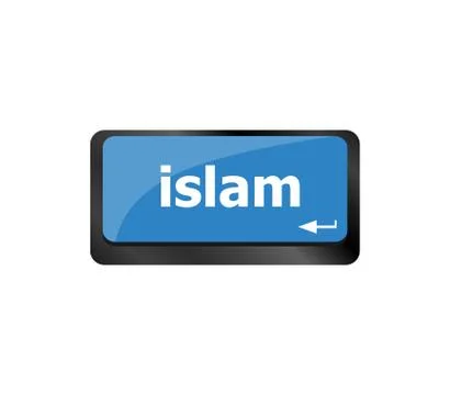 Islam word on computer key on enter button Stock Illustration