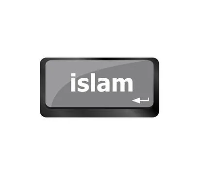 Islam word on computer key on enter button Stock Illustration