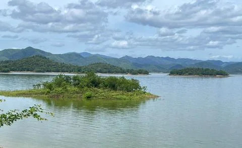 Islamd on the river Stock Photos