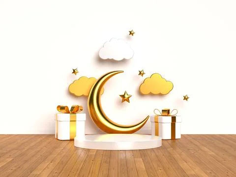 Islamic 3d rendering scene. Stock Illustration