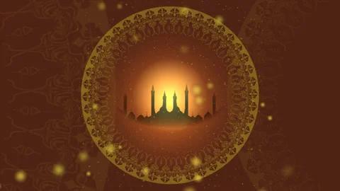 Islamic Animation with mosque and rotating geometric shape Stock Footage 194002441