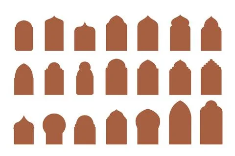 Islamic Arabic arch window and door geometric laser cutting template. Traditi Stock Illustration