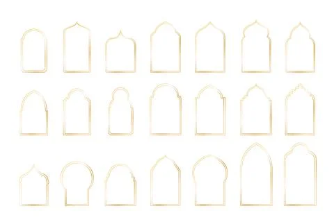 Islamic Arabic arch window and door geometric laser cutting template. Traditi Stock Illustration