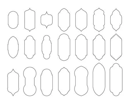 Islamic Arabic arch window and door geometric laser cutting template. Traditi 스톡 일러스트