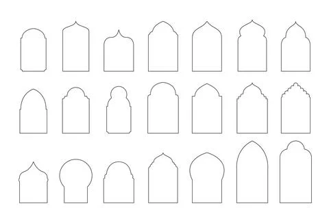 Islamic Arabic arch window and door geometric laser cutting template. Traditi Stock Illustration
