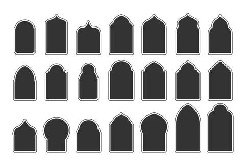 Islamic Arabic arch window and door geometric laser cutting template. Traditi Stock Illustration
