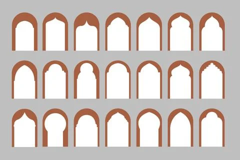 Islamic Arabic arch window and door geometric laser cutting template. Wedin.. Stock Illustration
