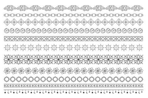 Islamic arabic muslim patterns border ornament tribal style. Ramadan kareem 스톡 일러스트