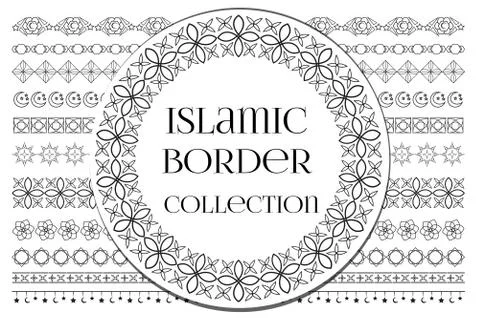 Islamic arabic muslim patterns border ornament tribal style. Ramadan kareem Illustrazione stock