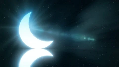Islamic Arabic Style Bright Crescent Moon Background Stock Footage 297745339