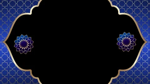 Islamic Arch Frame with Blue Arabesque Pattern - Gold Mandala Vídeos de archivo 334868663